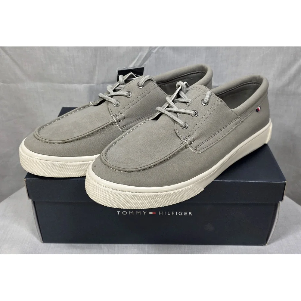 Tommy Hilfiger Gervis Men's Grey Boat Shoe Low Top‎ Lace Up Memory Foam Size 9M